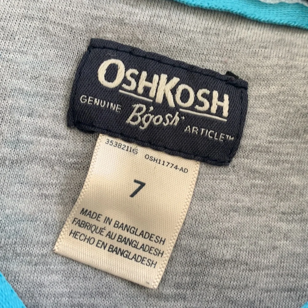 OshKosh Blue Button Down Shirt Classic Plaid 7 EUC